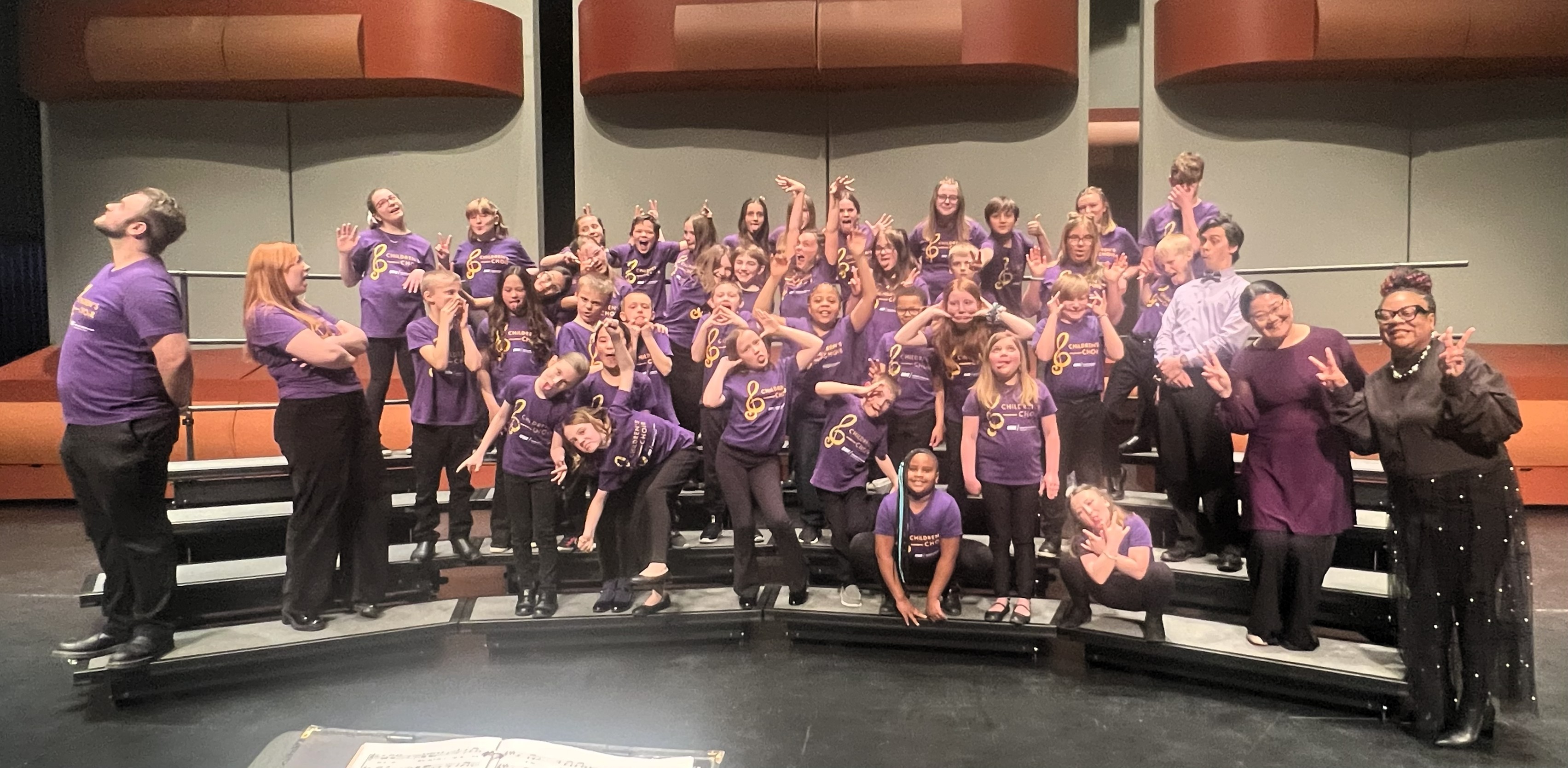 Silly group picture of choir after a concert.