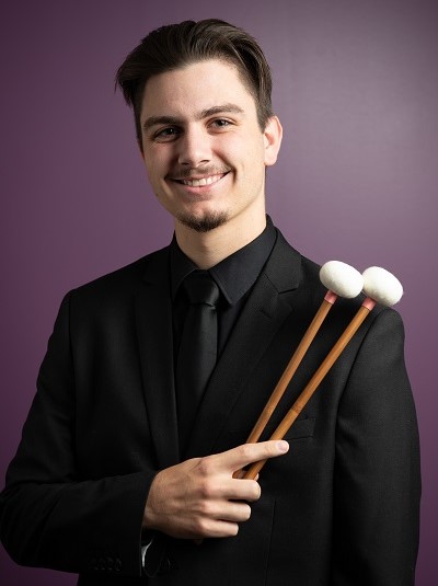 Aiden Endres holding mallets