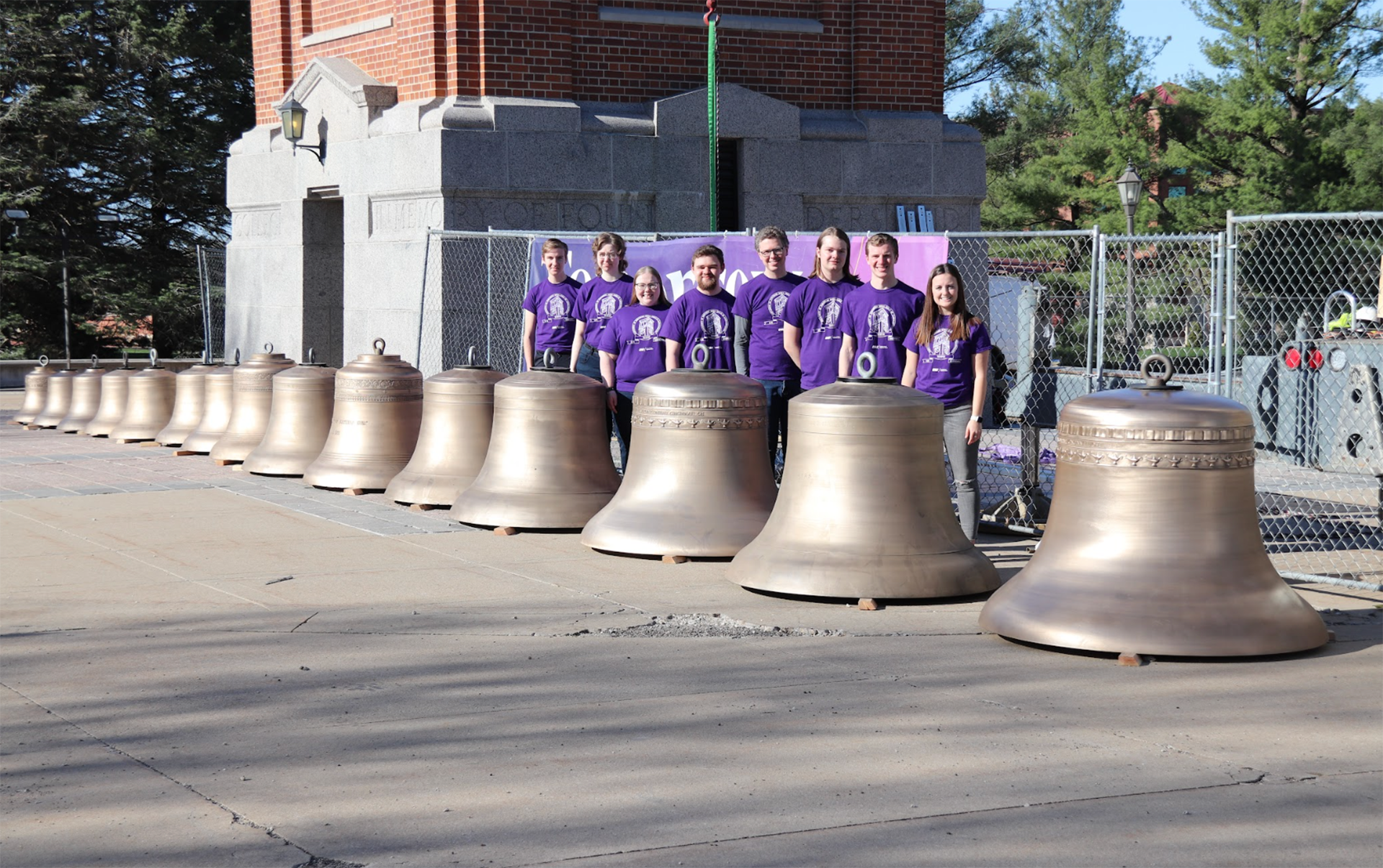 Guild with bells lined up on ground